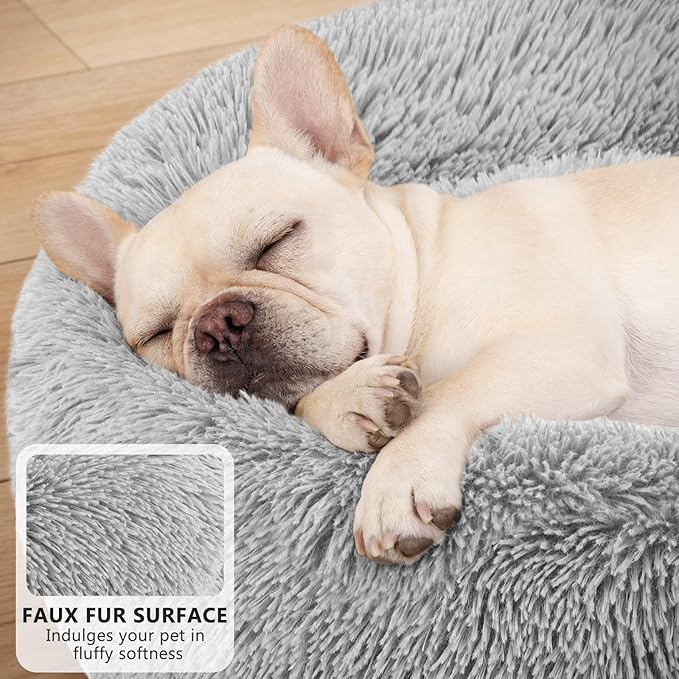 MIXJOY Orthopedic Dog Bed Comfortable Donut Cuddler Round Pet Beds Ultra Soft Washable Dog and Cat Cushion Bed (20''/23''/30'') (30'', Grey)