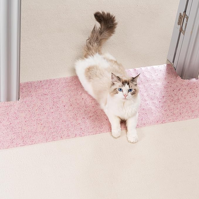 Uross Carpet Protector for Pets - Random Color Cat Carpet Protector for Doorway, Anti Scratch Under Door Cat Protector Mat, Easy to Cut Plastic Scratch Stopper Guard Carpet 3.6FT