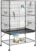 VEVOR Bird Cage, 36.6 x 22.8 x 59.5 inch, Flat Top, Wrought Iron Bird Flight Cage with Perches, Slide-Out Tray and Plastic Feeders, for Blue Tit, Cockatiel, Canary, Monk Parakeet, African Grey Parrot