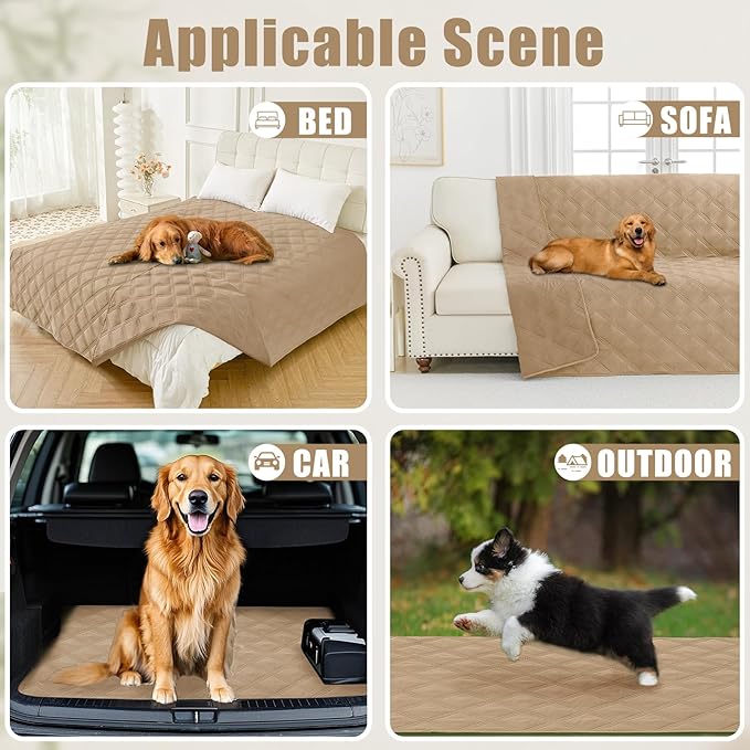 Smiry Waterproof Dog Bed Cover Blanket 40x50, Soft Reversible Pet Blanket, Washable Leakproof Cats Dogs Couch Cover for Sofa, Couch, Furniture, Camel/Camel