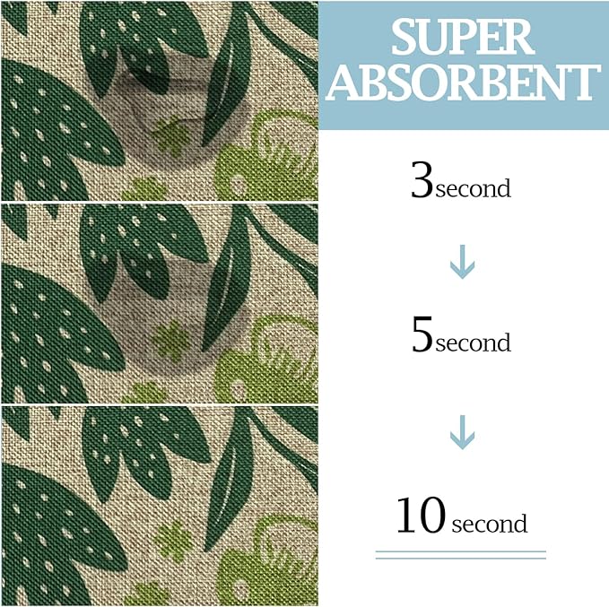 SHIYUE Dog Food Mats for Floors, Absorbent Cat Bowl for Food and Water, Non-Slip Accessories Pet Supplies(17"x30",Green Flower Bird)