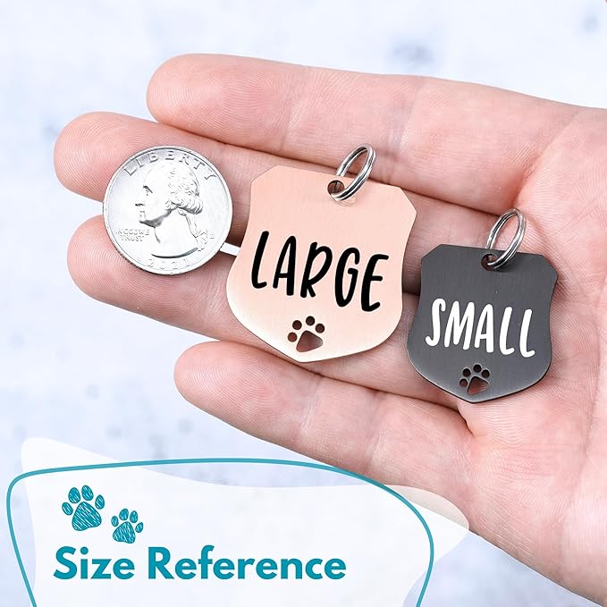 Ultra Joys Dog Tags Personalized for Pets - Hollow Paw Custom Pet ID Tag - Engraved Dog Tag for Small, Large Dogs - Small Badge in Rose