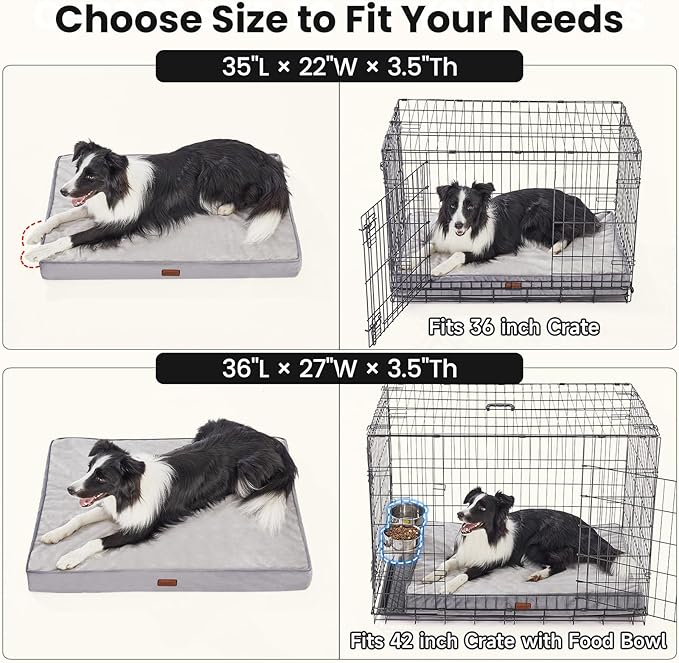 OhGeni Orthopedic Waterproof Dog Bed for Medium Large Dogs, Machine-Washable Removable Cover in Easy-Clean Fabric, High Density Foam & Easy-Carry Handle, Wider and Larger, 36 inch (Brown)