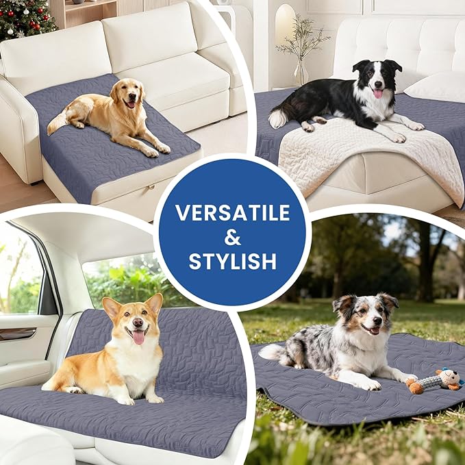 Waterproof Couch Covers for Pets, Waterproof Dog Bed Cover, Anti-Slip Soft Dog Blankets, Couch Cover for Dogs Washable, Pet Blanket for Puppy Large Dogs Cat (30x70 Inch, Grey Blue)