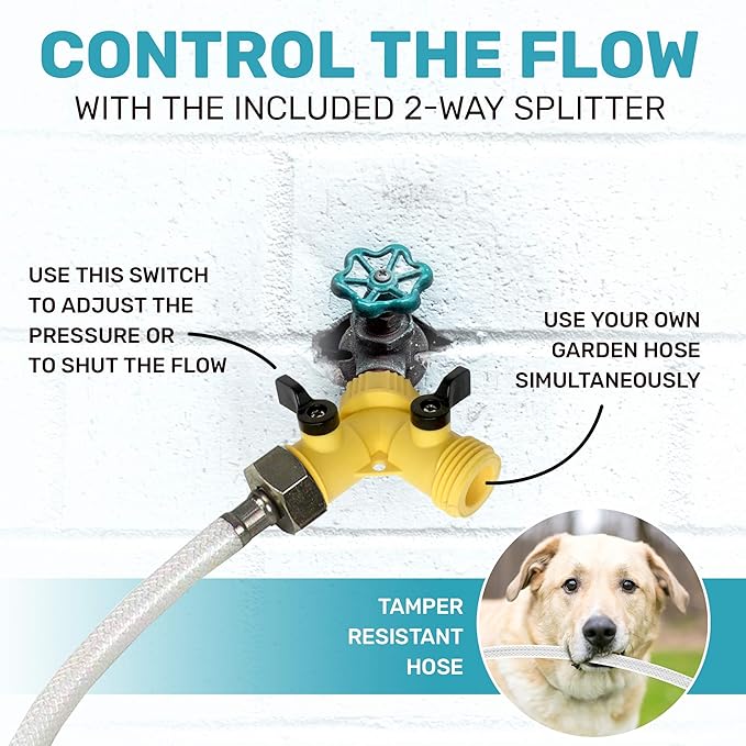 Scuddles Outdoor Dog Water Fountain – Step-On Dog Sprinkler Toy with Stainless Steel Hose, Brass Valve & Non-Slip Base – Automatic Pet Water Dispenser for Dogs, Easy to Use & Clean
