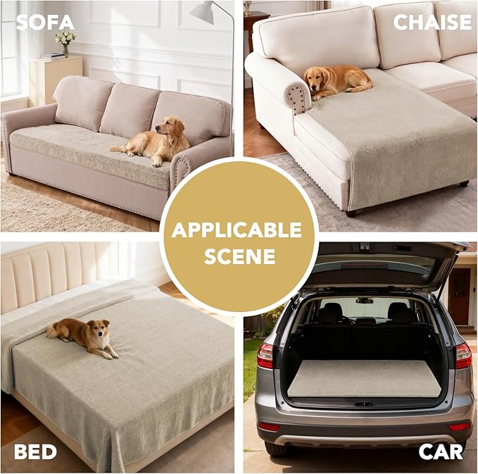 H.VERSAILTEX Non Slip Pet Couch Cover Chenille Dog Bed Protector Thick Soft Sofa Slipcover Pet Friendly Washable Couch Cushion Covers for Pets (52" x 82", Island Fossi)