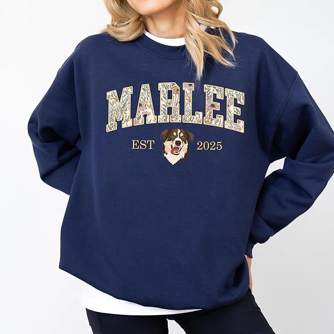 Custom Pet Sweatshirts with Photo and Name, Personalized Dog Sweatshirt, Gifts for Dog Mom, Dad