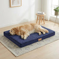Patas Lague Orthopedic XL Dog Bed Large Sized Dog 42''X28'', Soft Waterproof Egg Crate Foam Large Pet Crate Beds Mat with Removable Washable Cover and Non-Slip Bottom, Navy Blue
