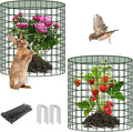 UNIFAMILY 6pcs Plant Protectors from Animals with 2 Round Covers 13 x 11.8IN, Metal Plant Cages for Outdoor Plants, Chicken Wire Cage, Plant Protectors for Keeping Bunny Chicken Squirrels Birds Out