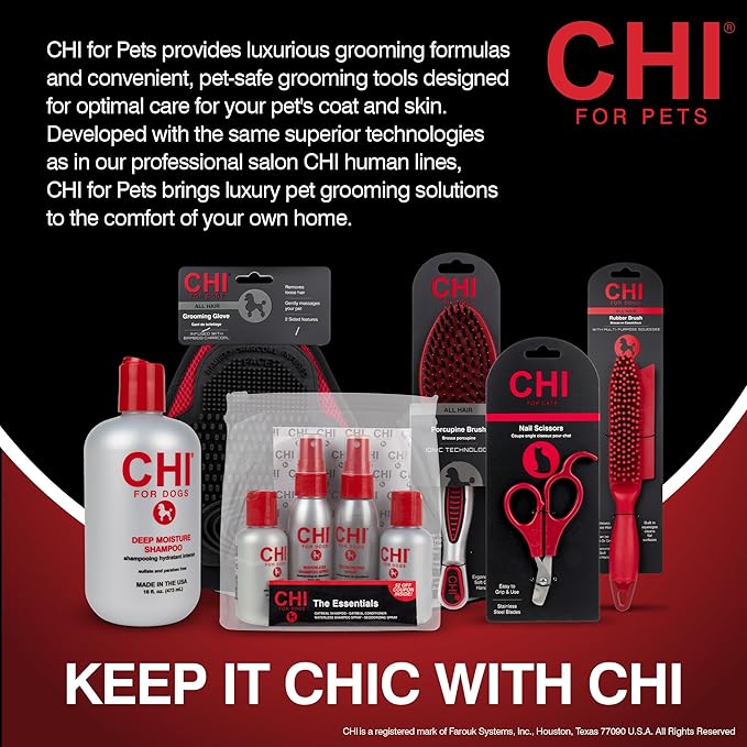CHI for Dogs 2 in 1 Dematting and Deshedding Rake, Dual Head Dog Grooming Tool with Wide Tooth Dematting Rake and Fine Deshedding Rake, Detangler Comb for Thick Double and Long Dog Coat