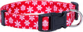 Native Pup Christmas Dog Collar- Winter Holiday Collars for Pets- Xmas Gift for Puppy- Santa, Reindeer, Snowman, Candy Cane, Red Green- Girl Boy- Small, Medium, Large Breeds (Red Snowflake, Medium)
