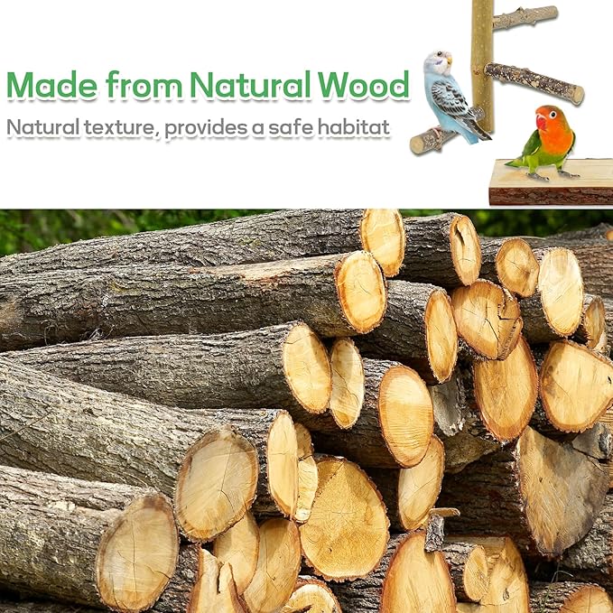 7PCS Natural Wood Bird Perches for Cage, Bird Parrot Parakeet Perch Stand, Bird Parakeet Cage Accessories, for Cockatiels Conure Budgies Small and Medium Parrots