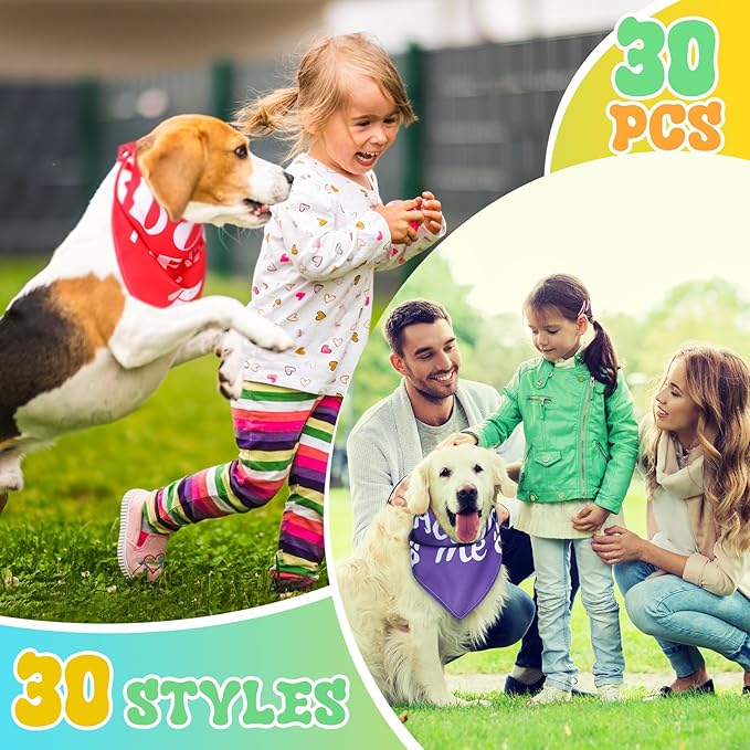 30 Pcs Adopt Me Dog Bandanas Bulk Pet Bibs Colorful Triangle Scarf Pet Adopt Me Bandanas for Medium Large Dogs Birthday Adoption Grooming Costume Decor