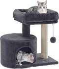 Feandrea Cat Tree, Small Cat Tower with Sisal Scratching Post, Plush Condo with Padded Perch, for Small Spaces, Kittens, Smoky Gray UPCT50G