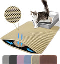 Extra Large Cat Litter Mat, 30x22 Inches Honeycomb Double Layer Cat Litter Trapping Mat, Non Slip Waterproof Urine Proof Large Kitty Litter Box Mat for Floor, Kitten Supplies, XL, Beige