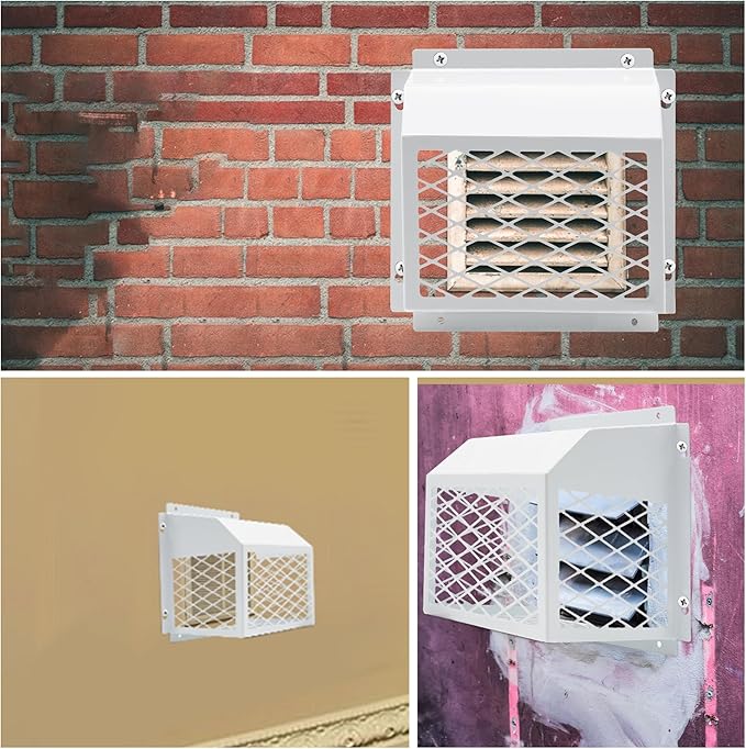 Universal Dryer Exhaust Guard Vent Cover Outside, 7"x7"x5" Heavy Futy Ventilation Bird Cage to Prevents Birds and Rodents from Entering Exhaust for Most 3" to 4" Bathroom Exhaust Ventilation Fan