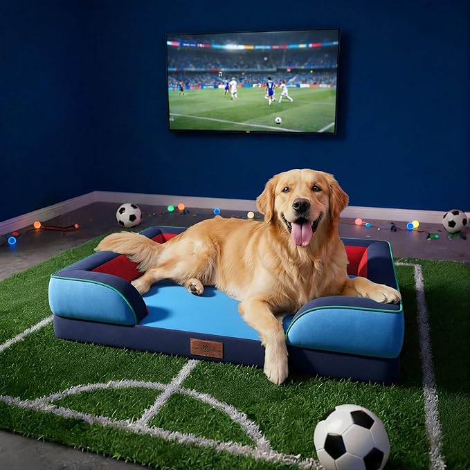 Comfort Expression Orthopedic Dog Bed for Extra Large Dogs 42x30 Inch, Waterproof Egg Crate Foam XL Pet Bed with Removable Bolsters, Dog Couch with Washable Cover & Non-Slip Bottom, Philadelphia