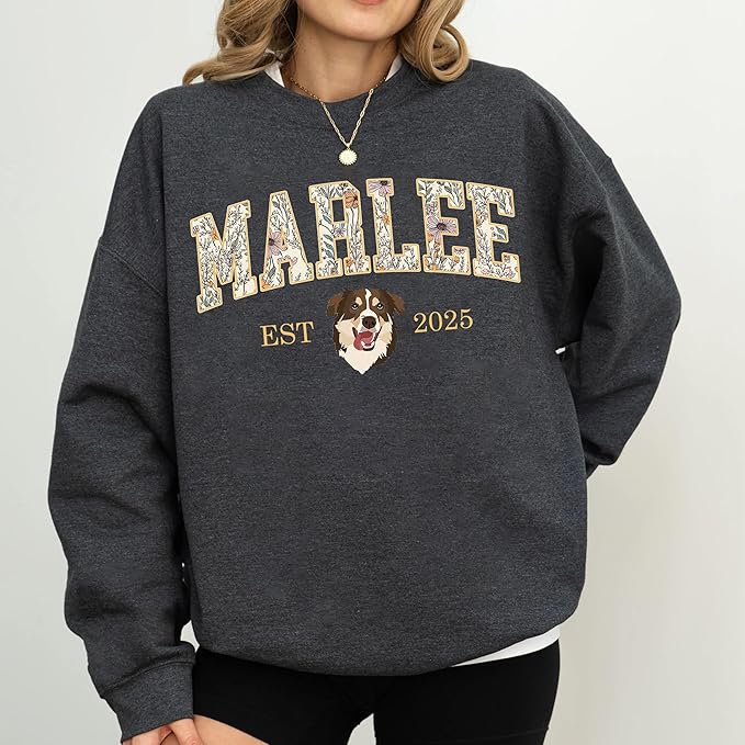 Custom Pet Sweatshirts with Photo and Name, Personalized Dog Sweatshirt, Gifts for Dog Mom, Dad