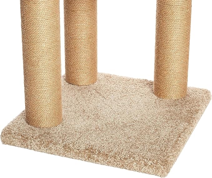 Amazon Basics Cat Tree - Multi-Level Climbing Activity Tower with Jute Rope Scratching Posts for Indoor Cats & Kittens, Medium (31.5" H), Beige