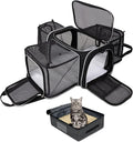 BAGLHER Expandable Cat Carrier with Travel Litter Box, Pet Travel 5 Sides Open Doors 3 Sides, Leak-Proof and Collapsible, for Car, Airplane Trip, Black