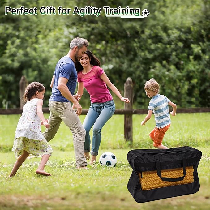 6 FT Agility Poles for Soccer, Basketball, Football, Equestrian, Pet Training, 4/6/8/10 Pack Detachable Soccer Poles w/Rubber Bases, Pole Bending Poles for Horses, Indoor/Outdoor Use