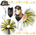 Suhine 3 Pcs Pet Happy New Year Costume Dog New Years Outfit Accessories Includes Puppy Dogs Tutu Dress Pet Hat and Dog Triangle Bandana for Medium Large Pets Costume Supplies