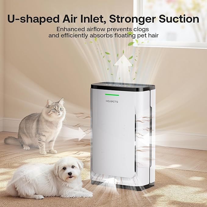 Pet Air Purifier Large Home 4200 sq ft, Suck up Floating Cat Dog Hair Dander, 7-Stage H13 HEPA Anion Activated Carbon Filter, Air Purifiers with APP for Odor Allergies Smoke Dust, Zero Ozone, P339