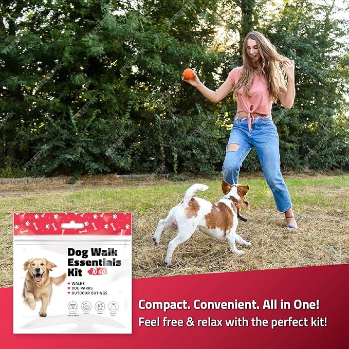 pH Advantage Pet Travel Essentials – Single Pack with Dog Treat, Food, Bowl & Poop Bag – Lightweight Grab-and-Go Kit for Walks, Parks, Car Rides & Everyday Use (Purple)