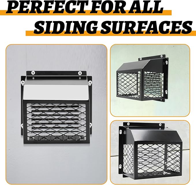Universal Dryer Exhaust Guard Vent Cover Outside, 7"x7"x5" Heavy Futy Ventilation Bird Cage to Prevents Birds and Rodents from Entering Exhaust for Most 3" to 4" Bathroom Exhaust Ventilation Fan
