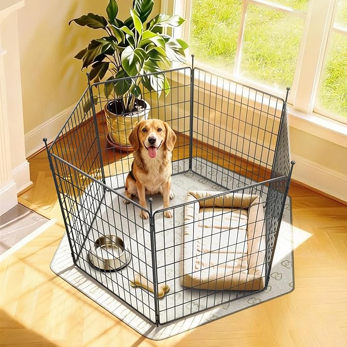 FXW MiniPaws Unleashed Dog Playpen, Expandable & Portable Design for Yard, RV Camping and Indoor Use, for Small and Medium Dogs, 32-inch 6 Panels