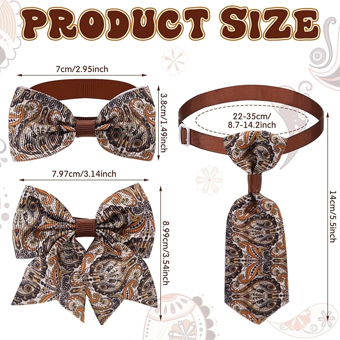 Reginary 100 Pieces Dog Bow Tie Collar Set Include 40 Dog Neckties, and 30 Puppy Bowties, 30 Collar Flowers, Adjustable Pet Ties Grooming for Small Medium Cats Pets Supply (Paisley)