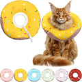 Cat Cone Collar Soft, Waterproof Cat Recovery Collars Spay Cones to Stop Licking Cute Donut E Collar After Surgery Anti-Lick Wound Healing Safety Elizabethan Collar for Kittens (Donut Yellow, Large)