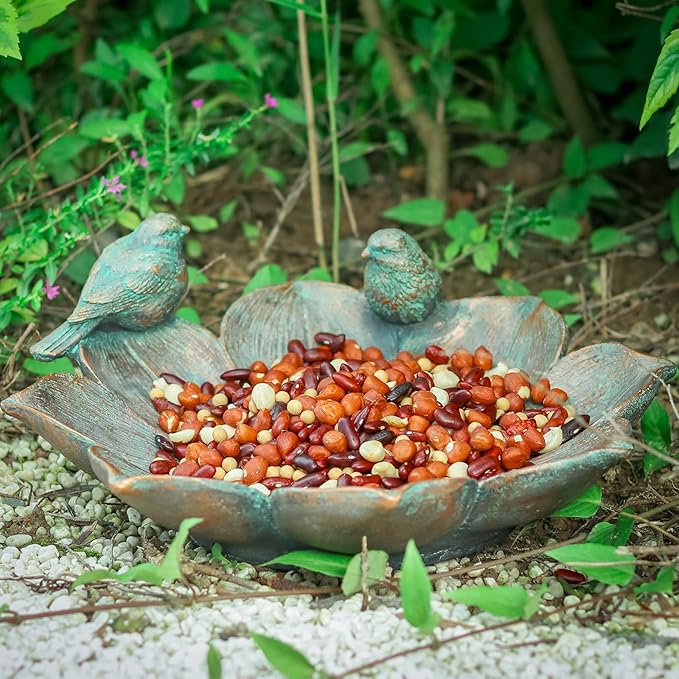 MUMTOP Bird Baths for Outdoors, Antique Outdoor Garden Bird Bath Resin Birdbath Bowl with Vintage Bird Ornament for Outside Yard Table Decor