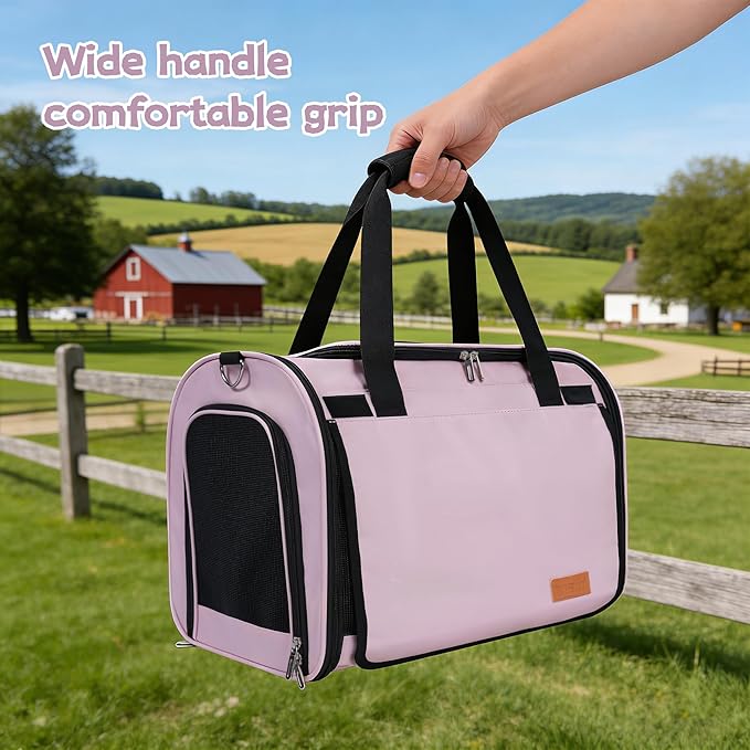 TWDEPART Cat Carrier Backpack - Multifunctional, Firm & Foldable with Roll-Up Shade, Breathable Design Includes Collapsible Bowl and Cushion (Pink)