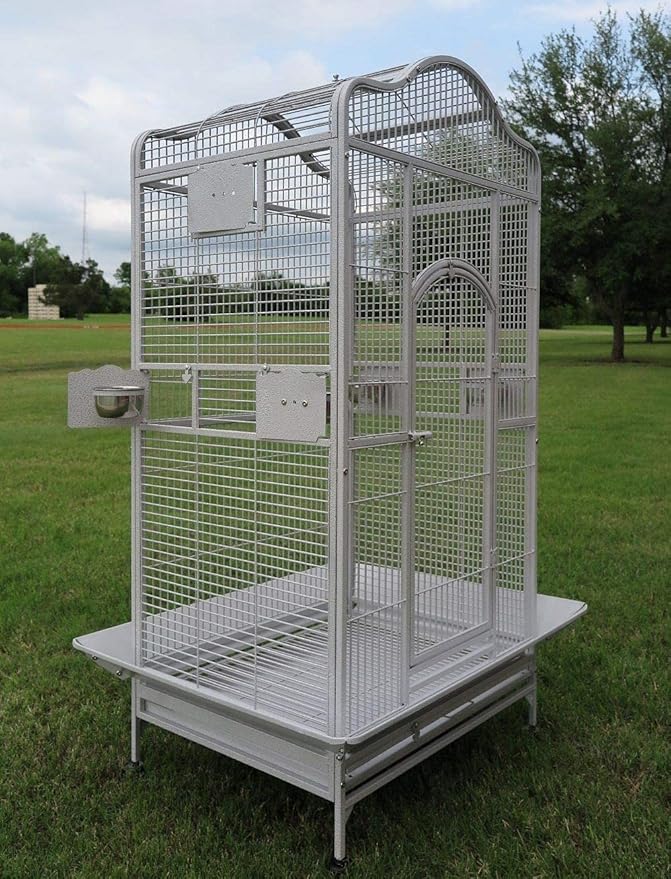 2 Color, Extra Large Wrought Iron Dome Top for Macaw Goffin's Cockatoo Cockatiels African Grey Amazon Parrots Green Cheek Conures Caique Bird Cage with Rolling Stand