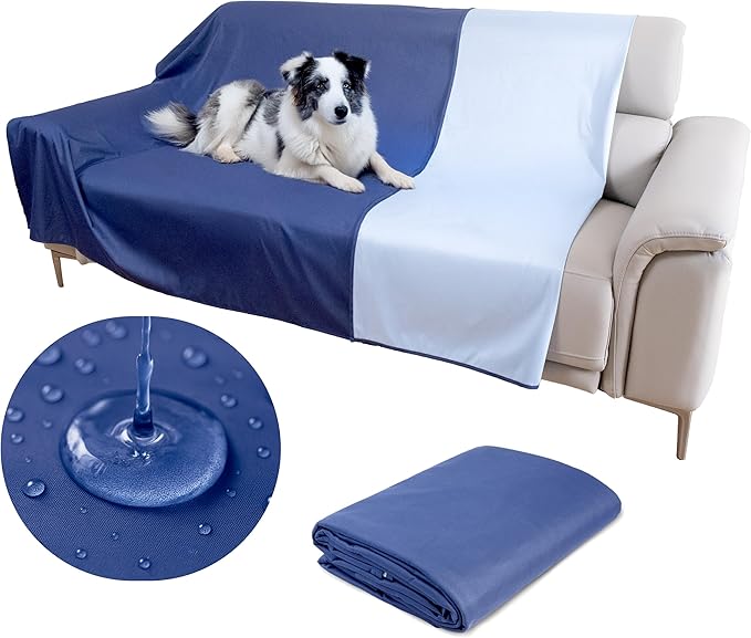 SILLY LEGACY Thin Reversible Waterproof Protective Cover for Bed (Twin Size, 90 x 55 inch), for Pets, Babies; Incontinence, Dirt, Drool