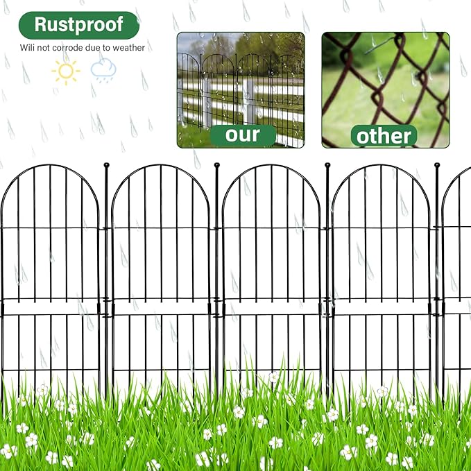 Decorative Garden Fence 31in (H) x10ft (L), 10 Pack No Dig Fence Animal Barrier for Dog, Arched Flower Bed Edging, Wire Border Panel Fencing for Yard Patio Outdoor Decor
