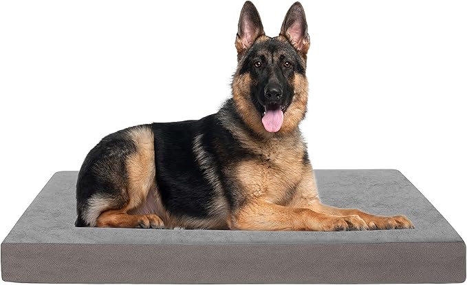 Jumbo Dog Bed for Large Dogs, Orthopedic Memory Foam Pet Bed, Washable Dog Crate Bed with Cooling Gel, Removable Cover & Waterproof Lining