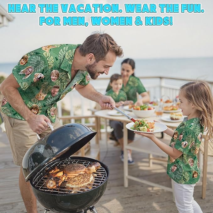 Custom Hawaiian Shirt with Face Photo Picture for Men Women Kids Youth Adult, Tropical Personalized Hawaiian Shirts Gift