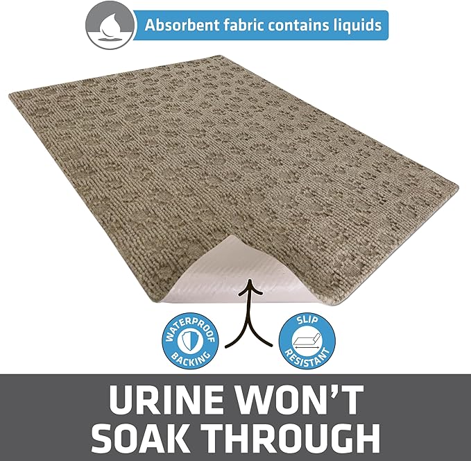 Drymate Cat Litter Box Mat, Litter Trapping Mat, Waterproof, Urine-Proof, Absorbent, Machine Washable, Soft on Paws, Contains Mess, Protects Floors, Kitten Supplies, Tan, 29x36 XL