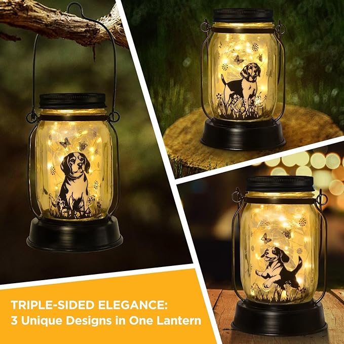 Beagle Gifts for Women/Men Beagle Solar Lanterns Dog Mom Birthday Dog Lovers Lantern Pet Loss Pet Memorial Lights Solar Garden Decoration Outside for Yard, Patio,Backyard,Porch