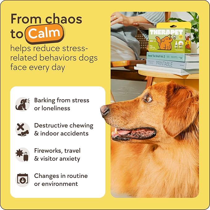 TherapetMD 60-Day Dog Calming Diffuser - for Stress, Destructive Behavior, Pee Accidents, Separation Anxiety, Barking, Aggression & Chewing - 60-Day Refill Included - Packaging May Vary