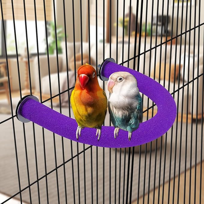 RYPET Parrot Perch Rough-surfaced - Quartz Sands Bird Cage Perches for Medium to Large Bird, U Shape Purple Small