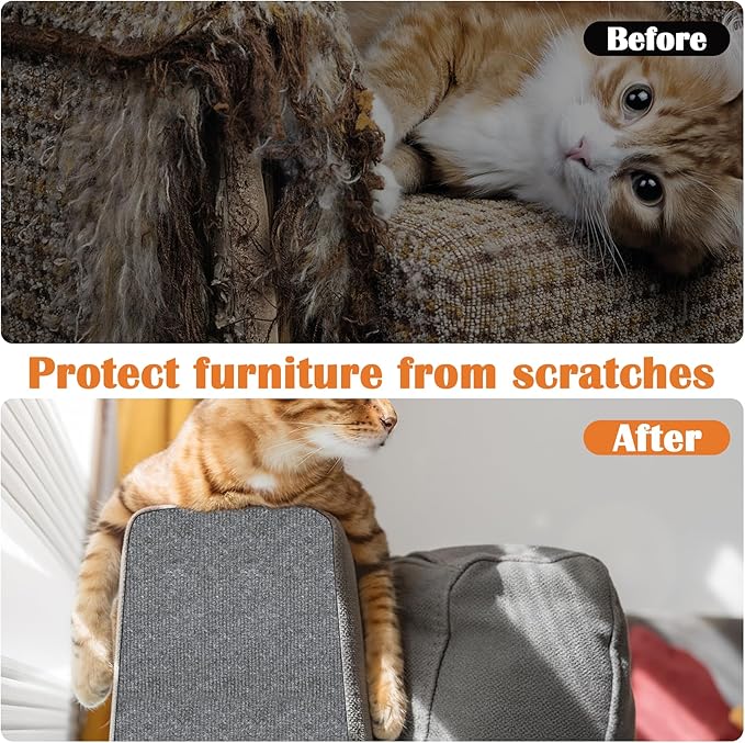 Cat Scratch Furniture Protector - 158" x 13.8" Trimmable Self-Adhesive Cats Claws Scratch Pads, DIY Cat Climbing Couch Protector for Scratch Post Cat Tree Replacement Indoor (Light Gray)