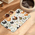 Dog Bowl Mat,Chickens Roosters Pet Feeding Mat for Floors Waterproof,Plants Leaf Absorbent Dogs Placemat for Food and Water Quick Dry Pet Cat Feeding Mats with Non Slip Bottom 12" x 20"