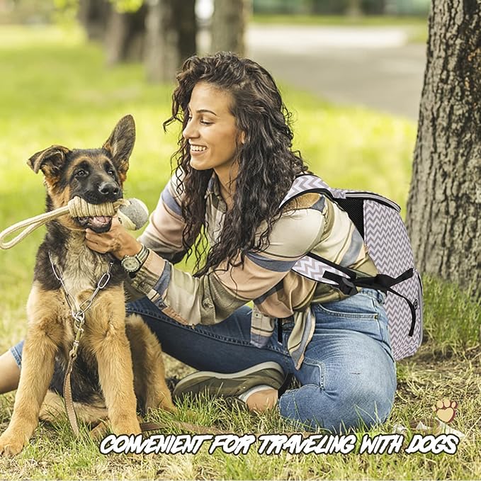 BAGLHER Dog Travel Bag Backpack, Airline Approved Pet Supplies Backpack, Dog Travel Bag with 2 Silicone Collapsible Bowls and 2 Food Baskets BLW