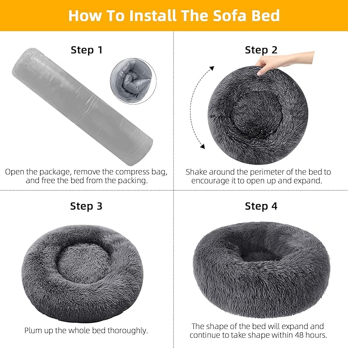 Nisrada Dog Bed for Small Medium Large Dogs, 30 inch Calming Dogs Bed, Washable-Round Cozy Soft Pet Bed for Puppy and Kitten with Slip-Resistant Bottom