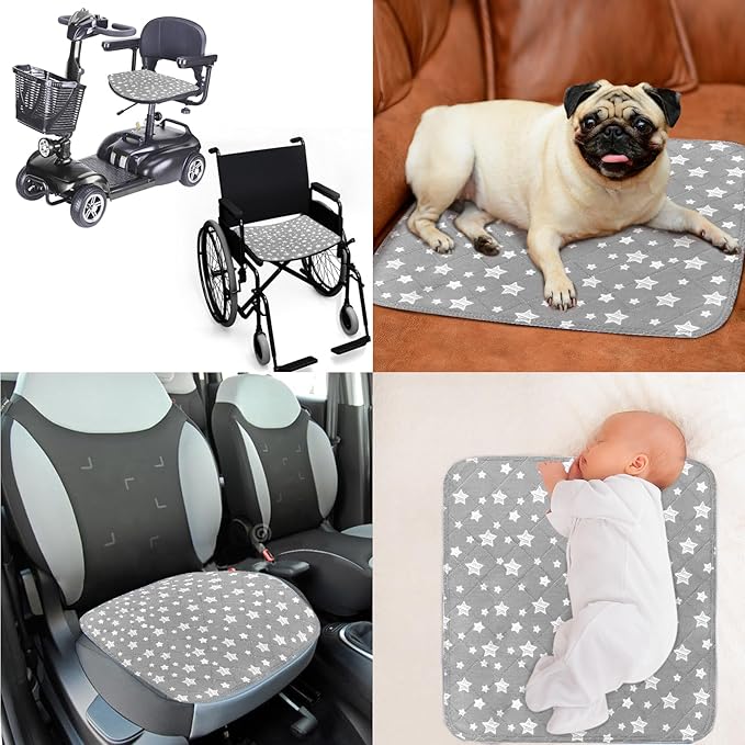 Waterproof Bed Pads Washable, Absorbent Chuck Pads for Incontinence, Waterproof Mattress Protector for Seniors, Bedwetting Kids, Hospitals, Pets, 21"x22" 2 Pack