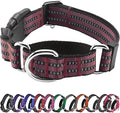 Hikiko Martingale Dog Collars Reflective Nylon Dog Collar with Quick Release Buckle Adjustable Training No Slip Dog Collar (Medium, Burgundy)