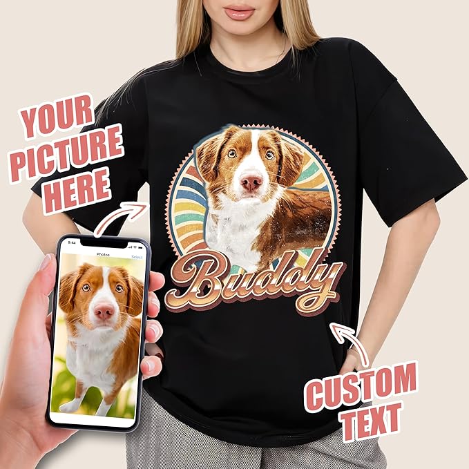 JIX & JOKY Custom Your Own Bootleg Rap Shirts with Dog Faces Custom Pet Shirt for Men Graphic Tshirt Gift Idea for Pet Lovers